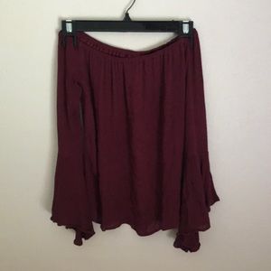 Super cute burgundy off the shoulder top